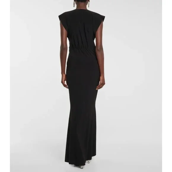 Norma Kamali V Neck Rectangle Gown in Black Small New Womens Long Dress - Picture 13 of 16